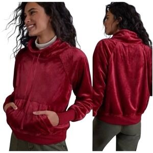 Anthropologie Sunday In Brooklyn Women Sweater Size M Fleece Burgundy Red Velvet